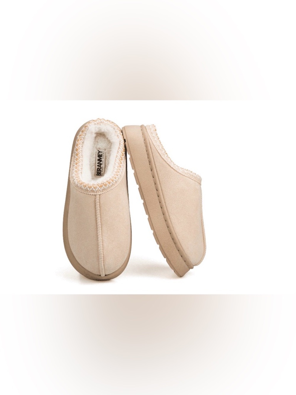 NWOT, Beranmey, Cozy Platform Fuzzy Slippers for Women and‎ Men, Khaki, 42/43